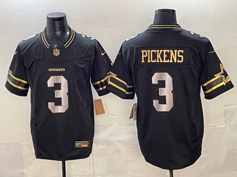 Men 2026 Dallas Cowboys #3 Pickens Black gold 6th generation Nike Limited NFL Jersey style 01